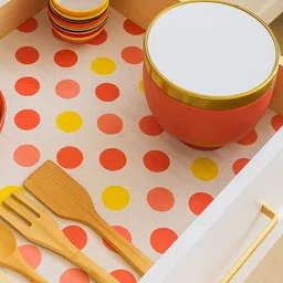 TASKHOUSE 4-Pcs Blue & Pink Polka Dot Printed Drawer Organiser image 4