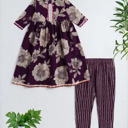 The Magic Wand Girls Floral Printed Cotton A-Line Kurta with Trousers-picture-41