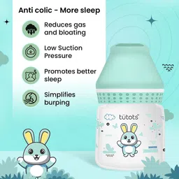 tutots Instinct AntiColic Wide Neck BPA Free Baby Feeding Bottle with Turbo Vent Nipple - 125 ml image 2