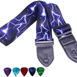 amg music Guitar Strap with Pick , Nylon Strap with PU Leather Ends for All Type Guitars Nylon, Polyester Strap-picture-21