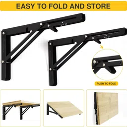 mebiso B-Folding Shelf Brackets,8 Inch Heavy Duty Collapsible Shelf Bracket, Black 20 Shelf Bracket image 3