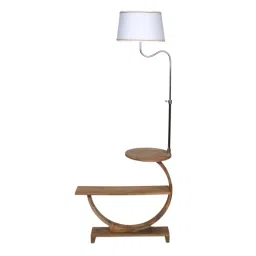 sapphire Pyramind White Iron Shade Shelf Floor Lamp With Wood Base image 5