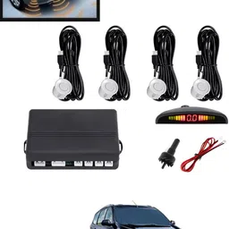 maties 4Pcs White Reverse Parking Sound Warning sensor for car Protection-178 Car Reverse Parking White 4 Sensor With LED Display/Buzzer -178 Parking Sensor-picture-29