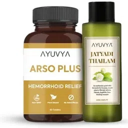 ayuvya Pack of 1 Piles Relief Kit Arso Plus Hemorrhoid 60 Capsule & Jatyadi Thailam Oil-picture-12