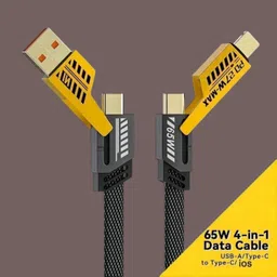 OSM USB Type C Cable 1 m Braided 4 in 1 65W Fast Charging Cable Compatible for i-phone & Android with MFI Certified DC122 image 3