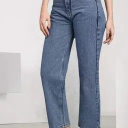 qeboo Women Straight Fit High Rise Blue Jeans-picture-21