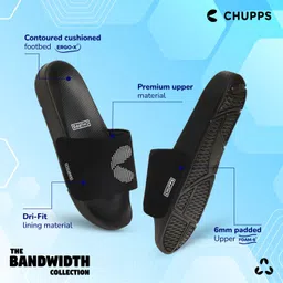 chupps Dot Fusion Black & Black Slippers Soft Lightweight Flip Flops For Men Slides image 2