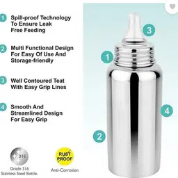 pratika Baby Feeding Bottle - Stainless Steel image 4