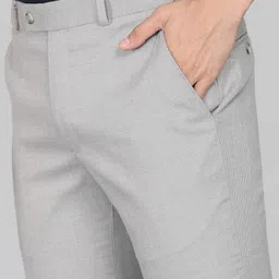 park avenue Men Slim Fit Grey Polyester Trousers image 5