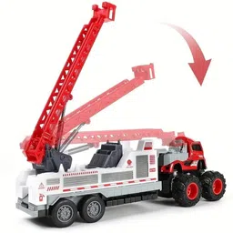 zuuluzrs 1:43 Friction Power Extendable Rotating Big Ladder Truck Toy image 4