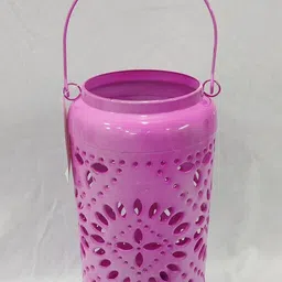 Lanterns demonstrating the art of eching in the décor of home or garden Pink Iron Hanging Lantern-image-45