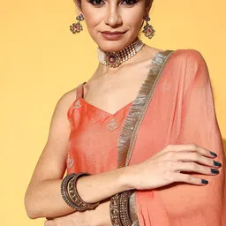 KALINI Floral Embroidered Empire Sequinned Kurta with Sharara & Dupatta image 5