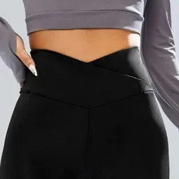 imperative Regular High Waist Stretchable Gym Tights Leggings with Crossover Belt for Women & Girls | Gym Wear/Active Wear Tights Yoga Pants. image 5