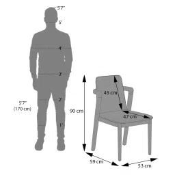 urban ladder Harper Solid Wood dining chair In Honey finish, Fabric Puppytooth image 6