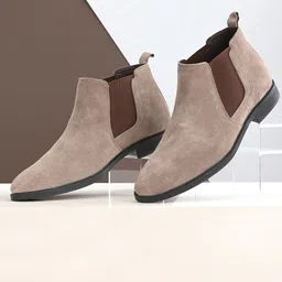 San Frissco Men Tan Solid Chelsea Boots-picture-30