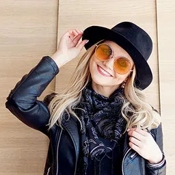 arzonai Round Mens & Women Sunglasses Golden Frame, Orange Lens (Medium) Pack of 1 image 2