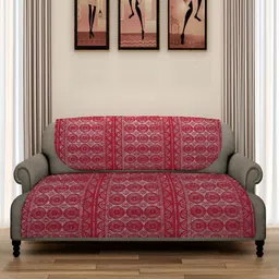 ROMEE Maroon 6 Pieces Floral Design 5-Seater Net Sofa Covers-image-43