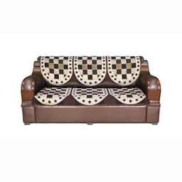 AZOTICA Brown 6 Pieces Cotton Self Design 5 Seater Without Arms Sofa Covers-picture-25