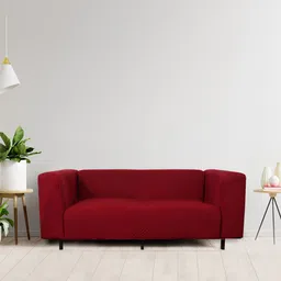 HOUSE OF QUIRK Red Solid 3-Seater Stretchable Non-Slip Sofa Slipcover-image-92