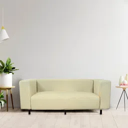 HOUSE OF QUIRK Beige Solid 1-Seater Stretchable Non-Slip Sofa Slipcover-image-40