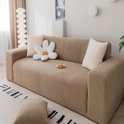 HOUSE OF QUIRK Brown Textured  Jacquard Flexible Stretch Single Seater Sofa Cover-image-52