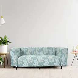 HOUSE OF QUIRK Grey Printed 3-Seater Stretchable Non-Slip Sofa Slipcover-image-90