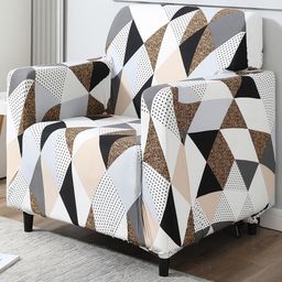 HOKIPO Grey & Black Printed Stretchable Universal 1 Seater Sofa Covers-picture-37