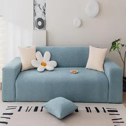 HOUSE OF QUIRK Blue Jacquard Self-Design Single Seater Sofa Covers image 5