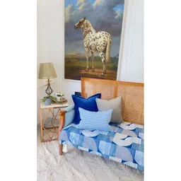 THROWPILLOW Blue & Grey Printed Polyester 1 Piece Sofa Cover image 5