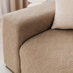 HOUSE OF QUIRK Brown Self-Design Jacquard Four Seater Sofa Covers image 2