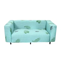 HOUSE OF QUIRK Turquoise Blue Printed 1-Seater Stretchable Non-Slip Sofa Slipcove image 2