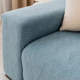 HOUSE OF QUIRK Blue Jacquard Self-Design Single Seater Sofa Covers image 3