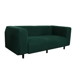 HOUSE OF QUIRK Green Solid 2-Seater Stretchable Non-Slip Sofa Cover image 2