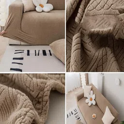 HOUSE OF QUIRK Brown Self-Design Jacquard Four Seater Sofa Covers image 5