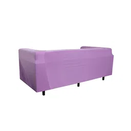 HOUSE OF QUIRK Purple Solid 2-Seater Stretchable Non-Slip Sofa Slipcover image 3