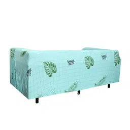 HOUSE OF QUIRK Turquoise Blue Printed 1-Seater Stretchable Non-Slip Sofa Slipcove image 3
