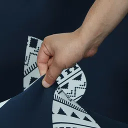 HOUSE OF QUIRK Navy Blue & White Printed 3-Seater Non-Slip Sofa Cover image 4