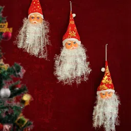 TIED RIBBONS Set Of 3 Red & White Christmas Santa Face Wall Door Tree Hanging Ornaments-picture-32