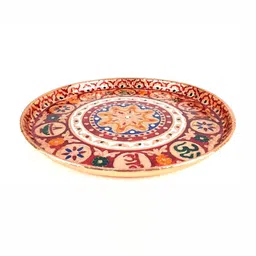 apka mart  Red & Green Textured Shubh Labh Design Pooja Plate image 4