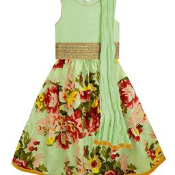 a.t.u.n. A T U N Girls Sea Green & Red Embellished Ready to Wear Lehenga & Blouse With Dupatta-picture-10
