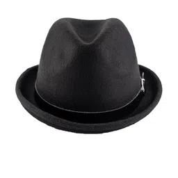 The Tie Hub Men Black Solid Fedora Hat-picture-38