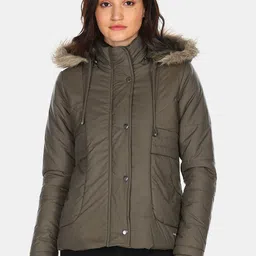 Flying Machine Women Green Parka Jacket-image-99