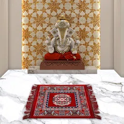 Kuber Industries Maroon Pack of 3 Rangoli Design Velvet Square Pooja Mats image 2