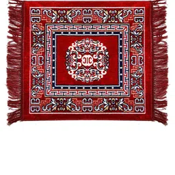 Kuber Industries Maroon Pack of 3 Rangoli Design Velvet Square Pooja Mats image 3
