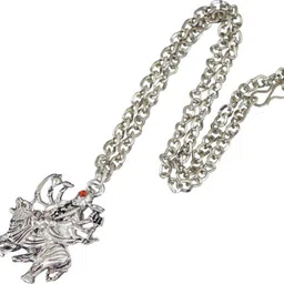 astrodidi Maa Durga Sherawali Pendant with Chain Silver Color Mata Locket Goddess Powerful and Protective ppendant For Daily use for girls boy men women image 4