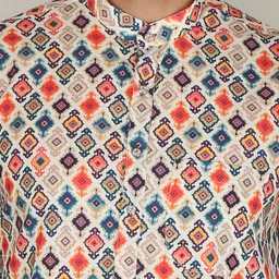 FUBAR Men Multicoloured Floral Printed Pure Cotton Kurta with Churidar image 2