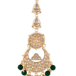 Saraf RS Jewellery Gold-Plated American Diamond Studded Maang Tikka image 4
