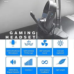 PunnkFunnk K20 Gaming Wired Over Ear Gaming Headphones with Mic, Compatible with Ps4, Xbox One, Nintendo Switch, Pc, Mac, Laptop, Black image 4