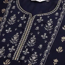 Biba Women Navy Blue & Beige Printed Kurta with Palazzos image 2