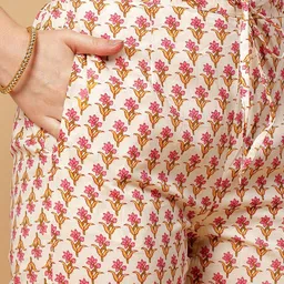 Pistaa Floral Printed Gotta Patti Pure Cotton Kurta with Trousers & Dupatta image 3